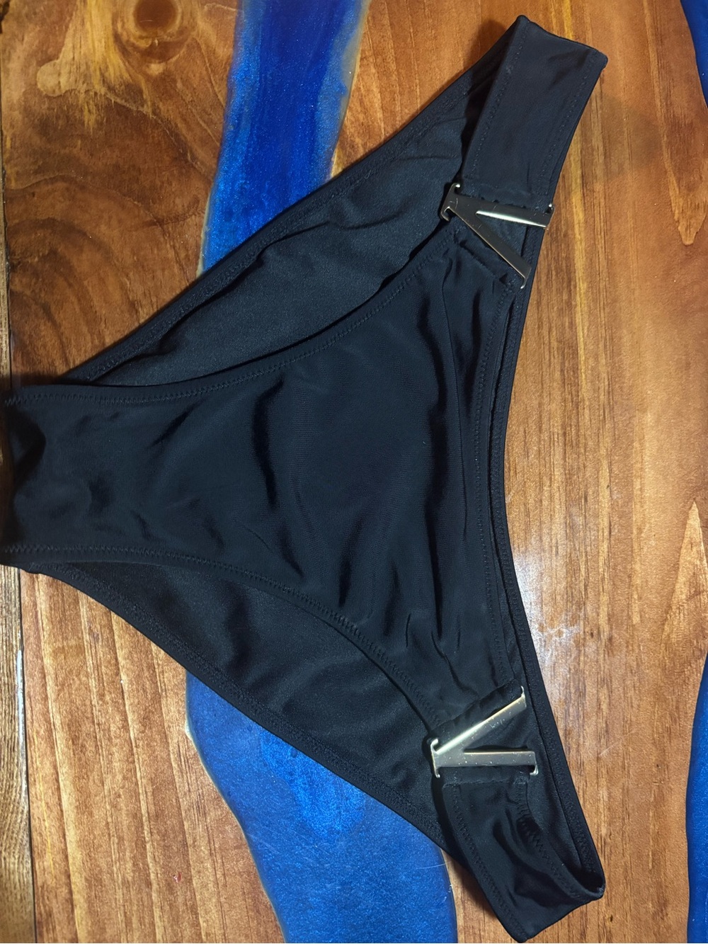 Victoria's Secret Black Bikini Bottom with Gold V Hardware